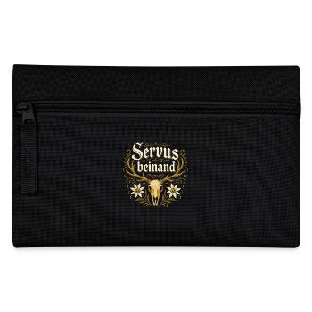 Servus beinand Lederhosn Tracht Bayern Volksfest - Federtasche - Schwarz - Vorne