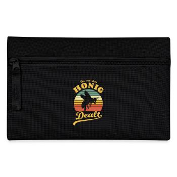 Der mit dem Honig dealt, Imker, Biene, Bienenzucht - Federtasche - Schwarz - Vorne