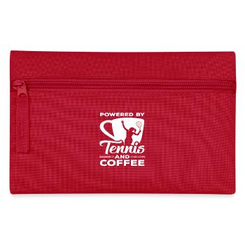 Tennis Liebhaber: Powered By Tennis Und Kaffee - Federtasche - Rot - Vorne