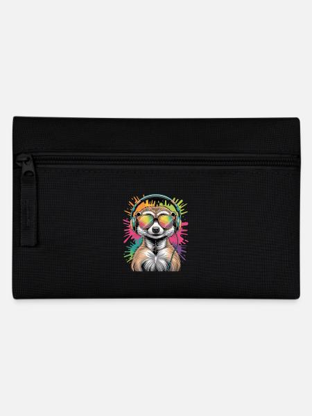 Dj Erdmännchen mit Sonnenbrille T-Shirt - Federtasche - Schwarz