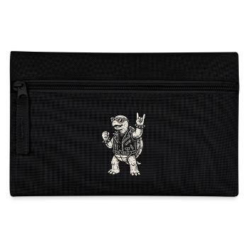 Rock Music Turtle Funny Heavy Metal Retro - Pencil Case - black - Front