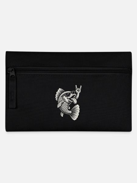 Rock Music Fish Funny Metal Music Retro - Pencil Case - black