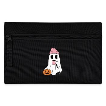 Cute Ghost Drinking Coffee Enthusiast - Pencil Case - black - Front