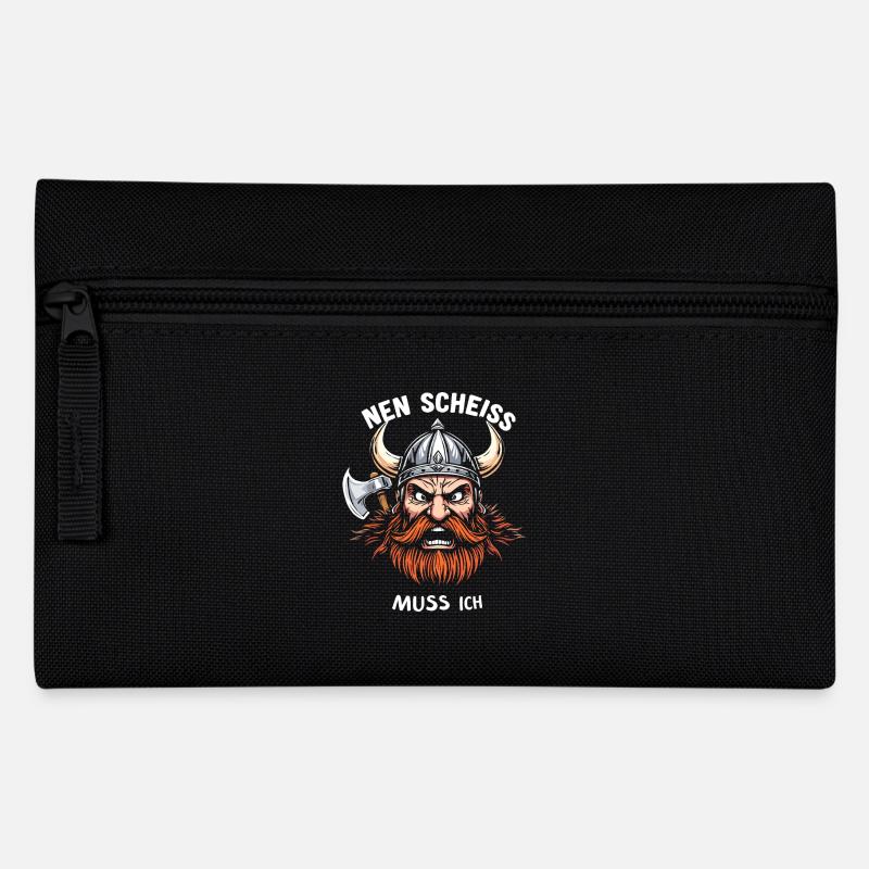 Wikinger Spruch Shirt – Nen Scheiß Muss Ich Design - Federtasche - Schwarz