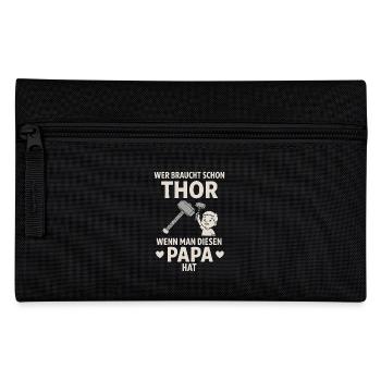Thor Hammer Dad Father's Day Love Father Son Daughter - Pencil Case - black - Front