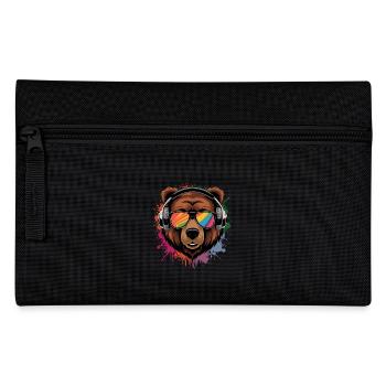 Dj Bear Grissli with Sunglasses T-Shirt - Pencil Case - black - Front