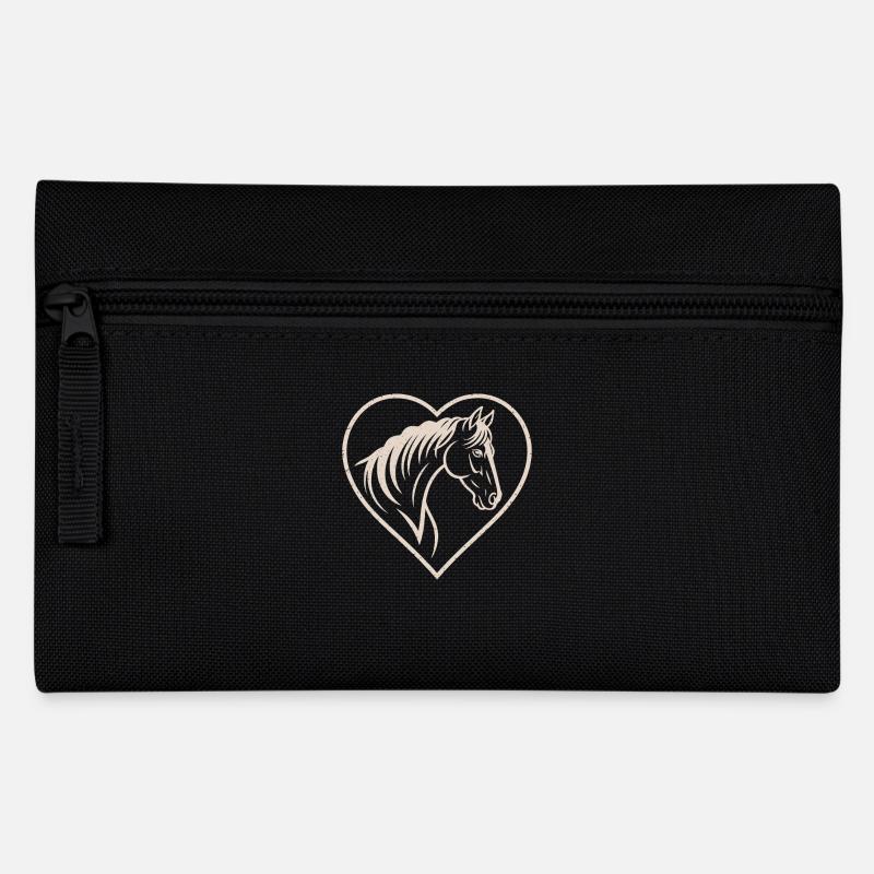 Herz und Pferd Silhouette Design - Federtasche - Schwarz