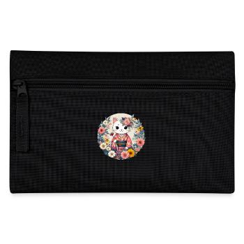 Kimono Cat with Flowers - Pencil Case - black - Front