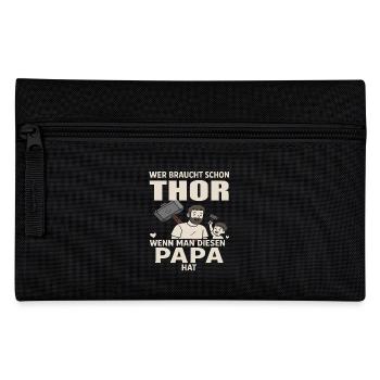 Thor Hammer Dad Father's Day Love Father Son Daughter - Pencil Case - black - Front