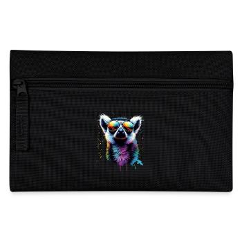 Lemur with sunglasses in rainbow colors - Pencil Case - black - Front