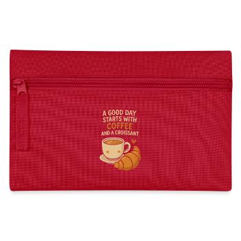 Une bonne journée commence par un café et un croissant - Trousse - rouge - Devant