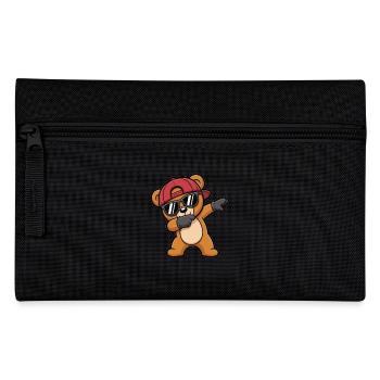 Dabbing Bear with Cap – Cool Kids Motif - Pencil Case - black - Front