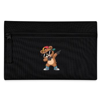 Dabbing Bär mit Cap – Cooles Kinder Motiv - Federtasche - Schwarz - Vorne
