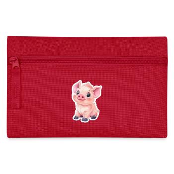 Schwein Ferkel - Federtasche - Rot - Vorne