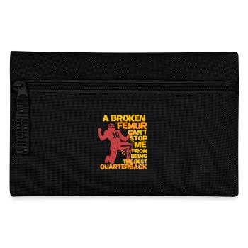 Beinbruch Gebrochener Oberschenkel Quarterback - Federtasche - Schwarz - Vorne