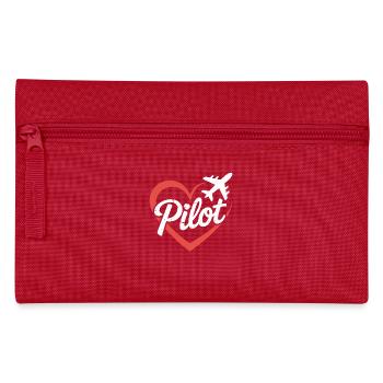 Heart and Airplane Pilot Design - Pencil Case - red - Front