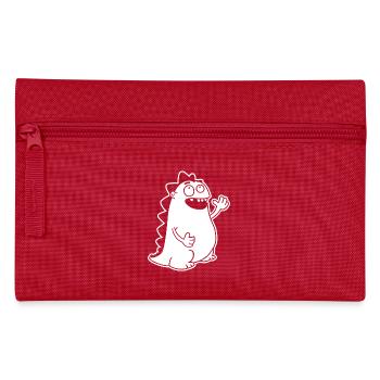 Dino winkend – Kawaii, Cartoon & Urzeit-Freude - Federtasche - Rot - Vorne