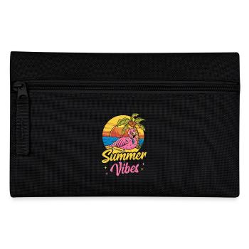 Pink Flamingo Summer Beach Palm Tree Urlaub - Federtasche - Schwarz - Vorne