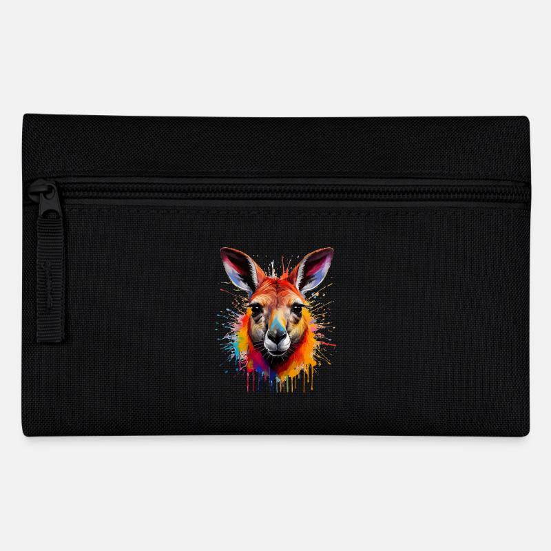 Kangaroo Color Explosion Portrait - Pencil Case - black