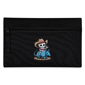 Skelett-Cowboy reitet blaues Gürteltier - Federtasche - Schwarz - Vorne