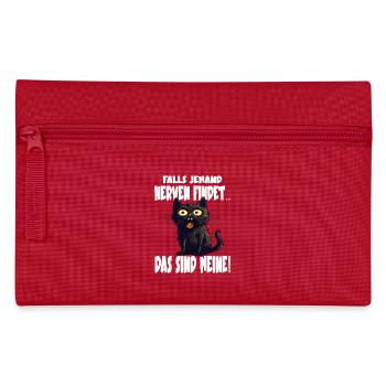 Funny Black Cat - Pencil Case - red - Front