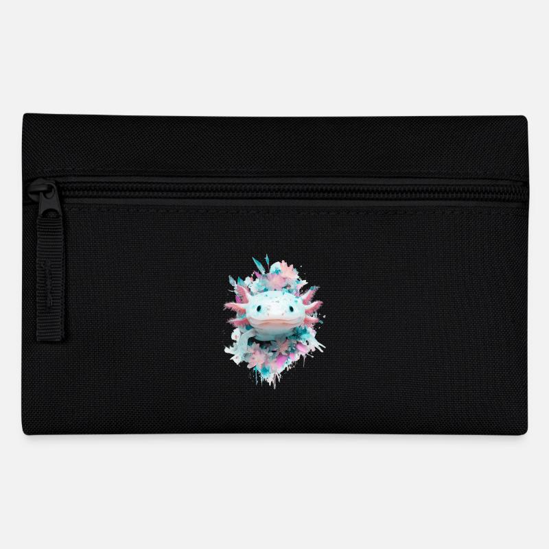Pastel Axolotl Flower Magic - Pencil Case - black