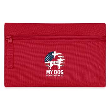 In God We Trust My Dog We Watches My Six - Pencil Case - red - Front