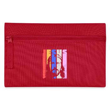 Jesus Vintage Retro Pop Art Porträt - Federtasche - Rot - Vorne