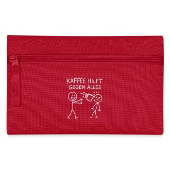 Kaffee hilft gegen alles Strichmännchen - Federtasche - Rot - Vorne