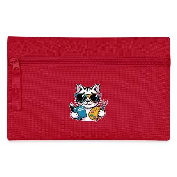 Cat Artist Colorful Palette ABC - Pencil Case - red - Front