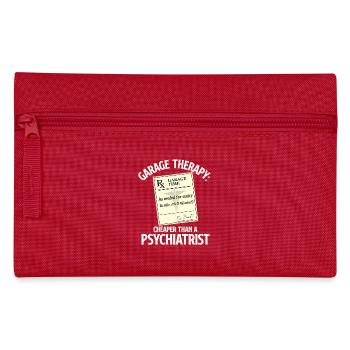 Garage Therapy Cheaper Than Psychiatrist Car Quote - Pencil Case - red - Front