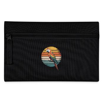 Bunter Papagei im Retro-Sonnenuntergang - Federtasche - Schwarz - Vorne