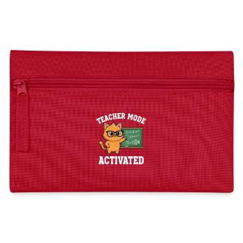 Teacher Mode Activated Lehrer Katze Lustig Spruch - Federtasche - Rot - Vorne