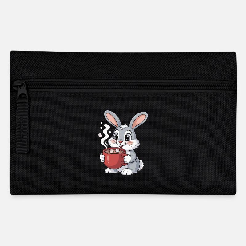 Cuddly bunny with coffee mug - Pencil Case - black
