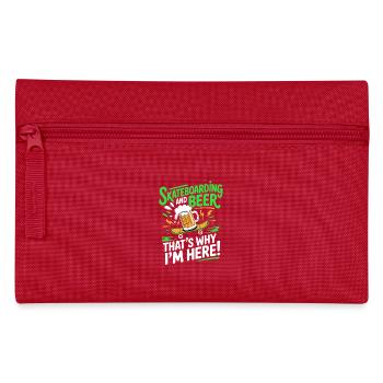 Funny Skateboard Beer – Cool Skater Drinking - Pencil Case - red - Front
