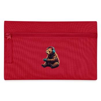 Bear Gaming Animal Video Games Funny Bear - Pencil Case - red - Front