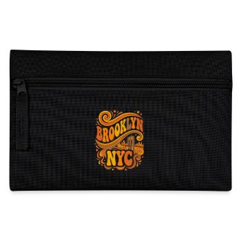 Brooklyn NYC – Retro 70er Bridge Orange - Federtasche - Schwarz - Vorne
