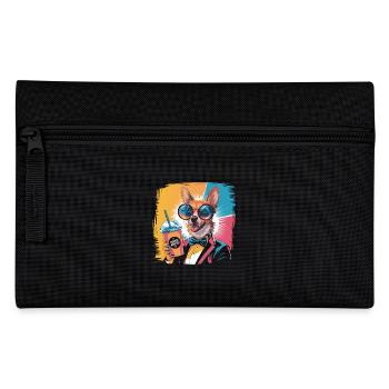 Corgi in retro look with drink and style - Pencil Case - black - Front