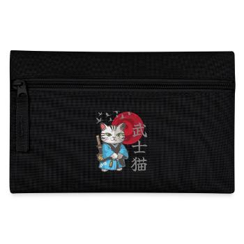 Cat Anime Japanese Samurai Kitten - Pencil Case - black - Front