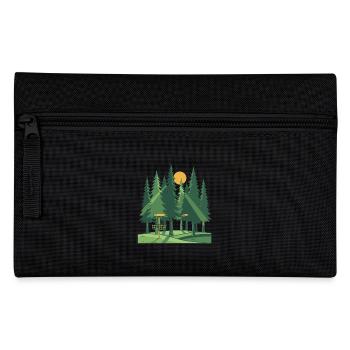 Disc Golf Forêt Coucher de soleil Scène du panier volant à disque - Trousse - noir - Devant
