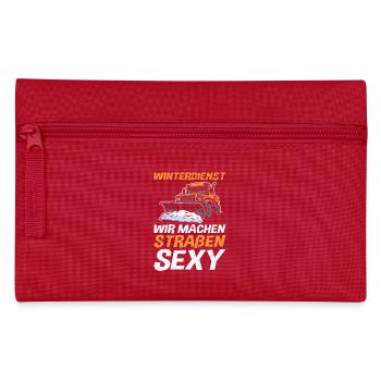 WINTERDIENST WIR MACHEN STRAßEN SEXY Lustig - Federtasche - Rot - Vorne