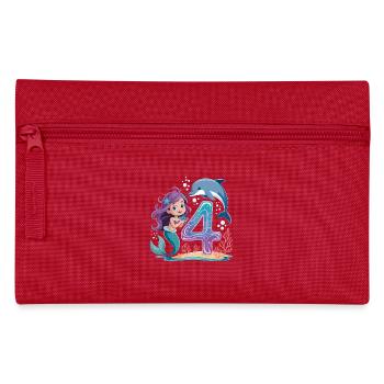 Mermaid 4th Birthday 4 Years - Pencil Case - red - Front