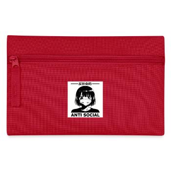 Antisocial Japanese Vaporwave Anime Girl - Pencil Case - red - Front