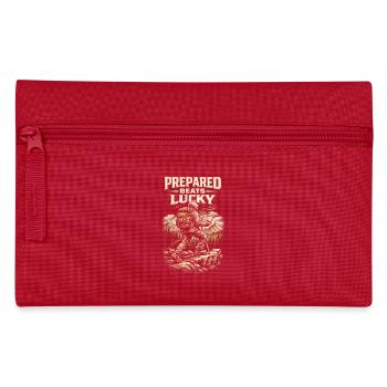 Prepper Survivalist Prepared Beats Lucky - Pencil Case - red - Front