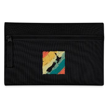 Logo rétro de la carte terrestre de la Nouvelle-Zélande Vintage NZ - Trousse - noir - Devant