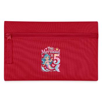 Mermaid 5th Birthday 5 Years - Pencil Case - red - Front