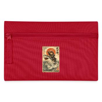 Chat samouraï, guerrier et combattant japonais, requin - Trousse - rouge - Devant