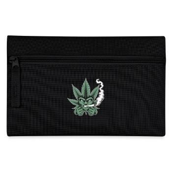 Weed Shirt – Cannabis Blatt Gesicht Kiffer - Federtasche - Schwarz - Vorne