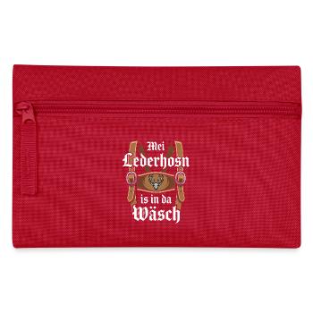 Herren Trachtenshirt Trachten T-Shirt Lederhose - Federtasche - Rot - Vorne