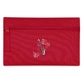 Saxophone note roll illustration bass clarinet - Pencil Case - red - Front